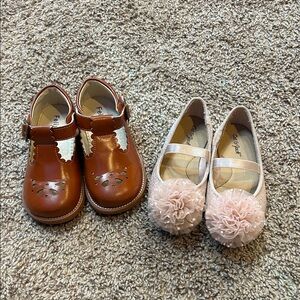 Brown and Pink Girls Dress Shoes Set